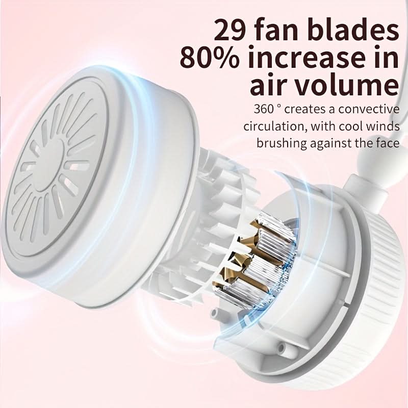 Wearable Neck Fan – 3-Speed Hands-Free Mini Fan with 360° Rotation