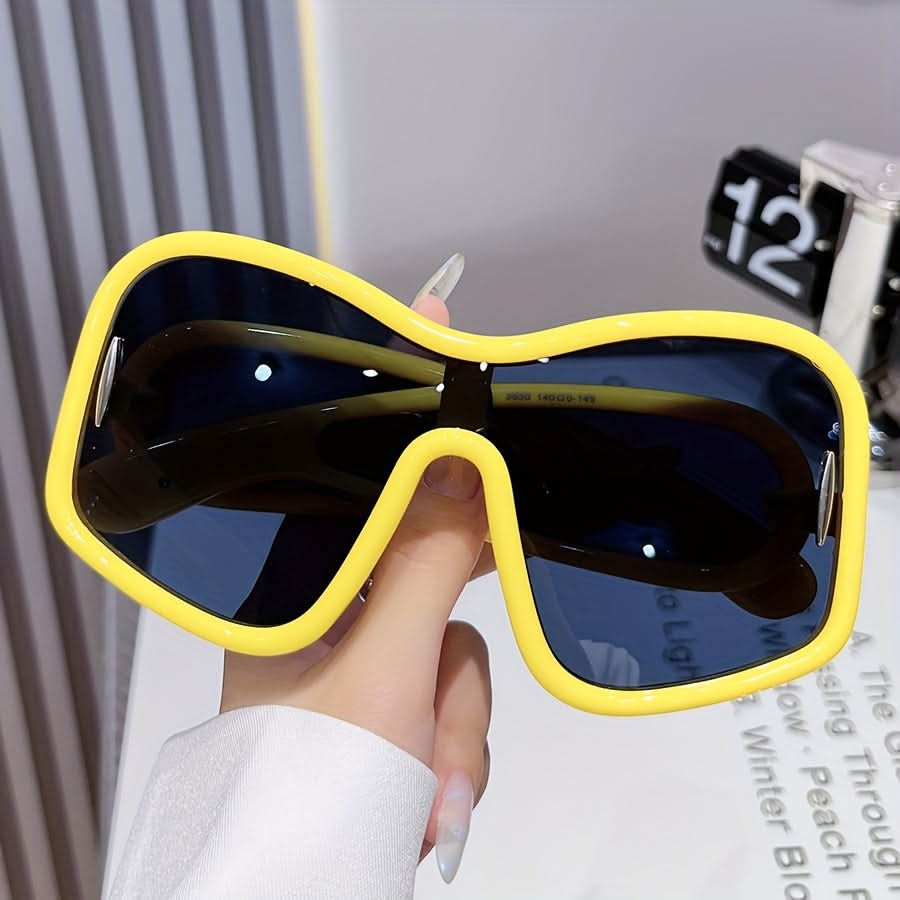 Oversized Square Frame Reflective Lens Glasses