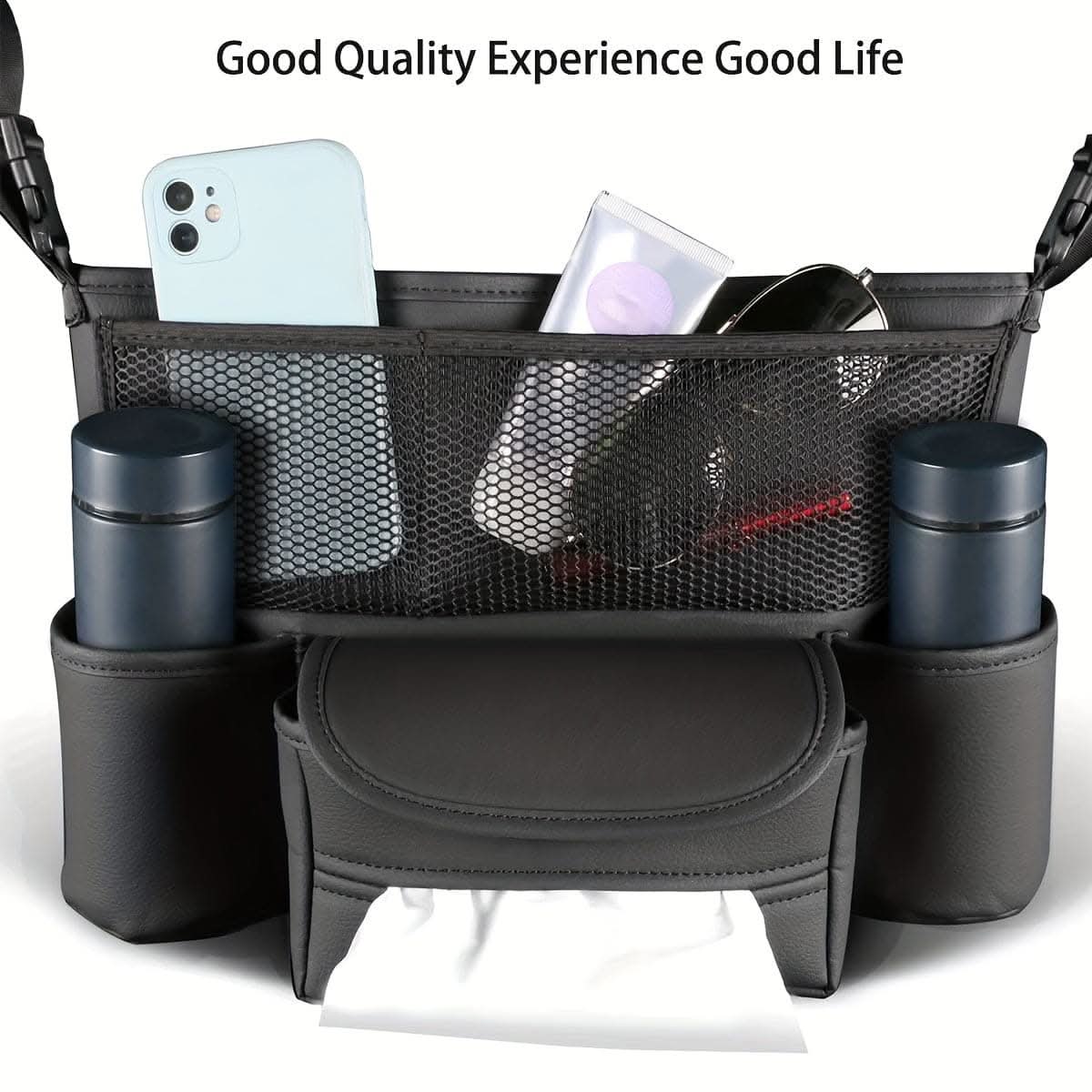 Backseat Car Organizer, Car Storage Pocket Storage Pouch, Seat Back Organizer For Drinks Document, Black