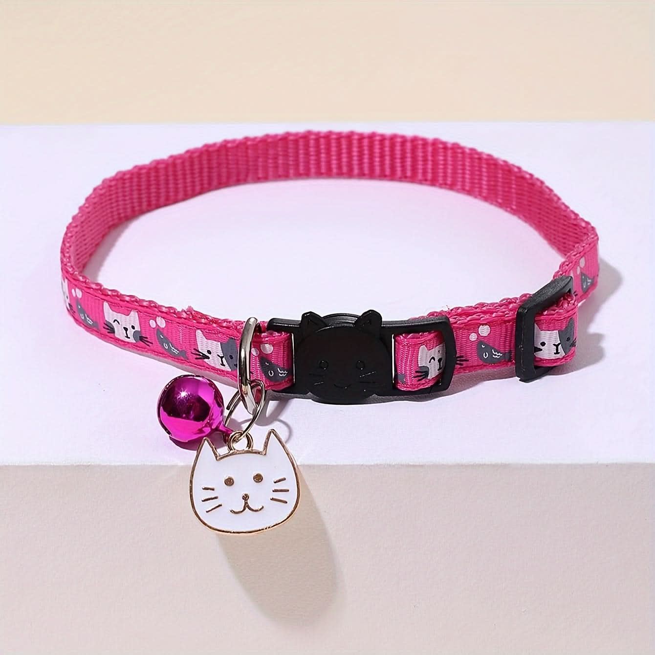 Adjustable Cartoon Pattern Cat Collar with Bell