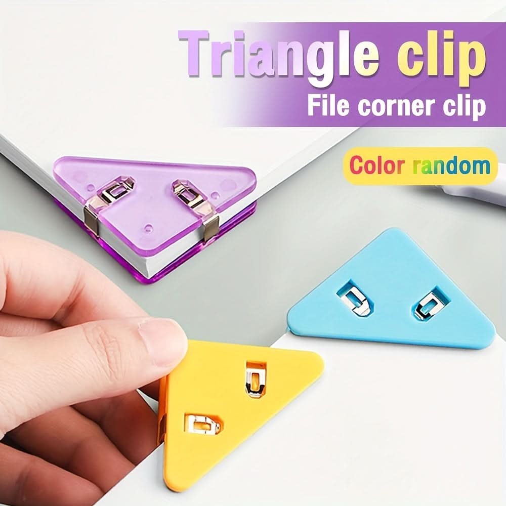 10-Pack Colorful Triangle File Clips for Organization