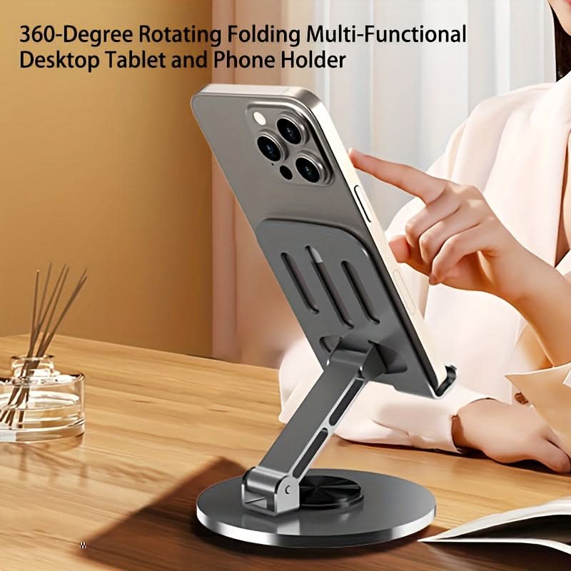 360-Degree Rotating Foldable Phone Stand – Adjustable Height