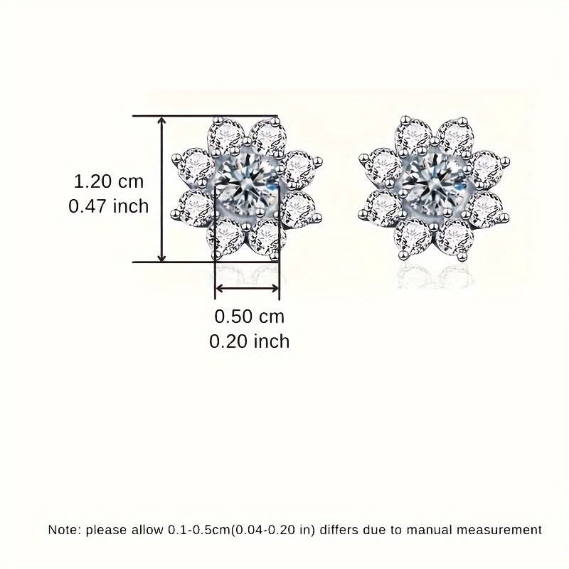Sterling Silver Moissanite Flower Stud Earrings