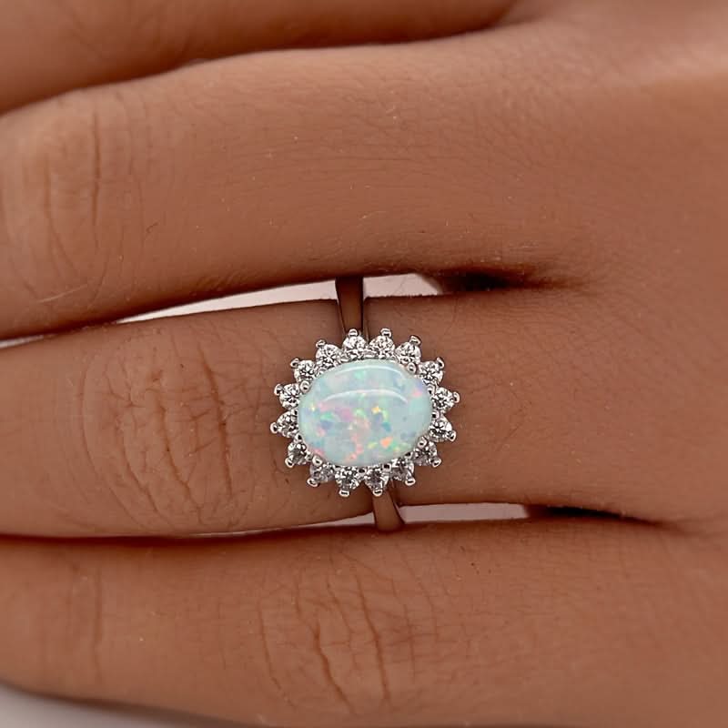 Exquisite Oval-Cut Sunflower Statement Ring