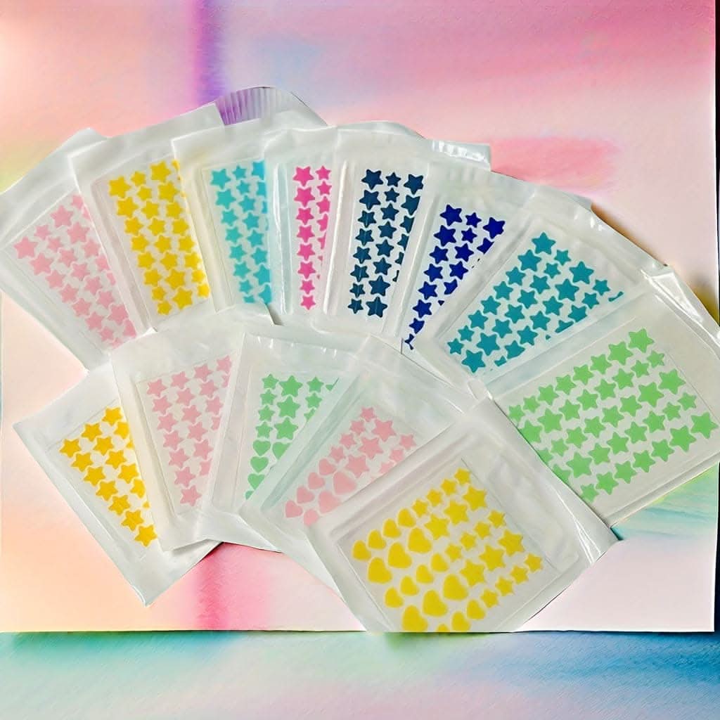 Single Pack of 40 Colorful Star & Heart Acne Patches - Skin-Safe Hydrocolloid Pimple Stickers