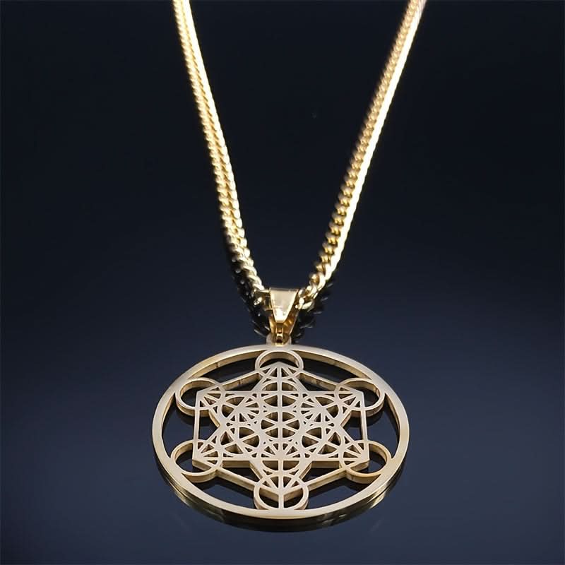 Stainless Steel Metatron’s Cube Pendant – Sacred Geometry Chakra Necklace