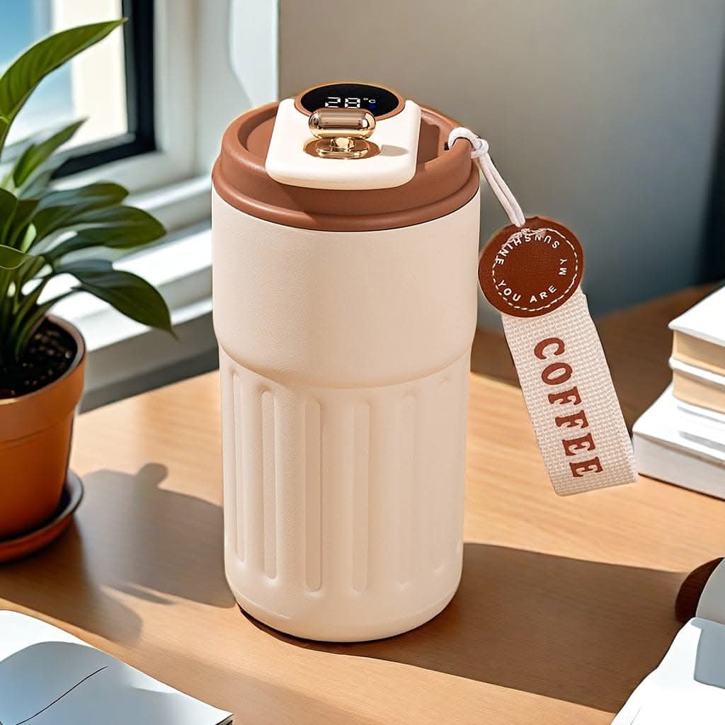 Temperature-Display Smart Travel Mug – 410ml Stainless Steel with Vacuum Insulation
