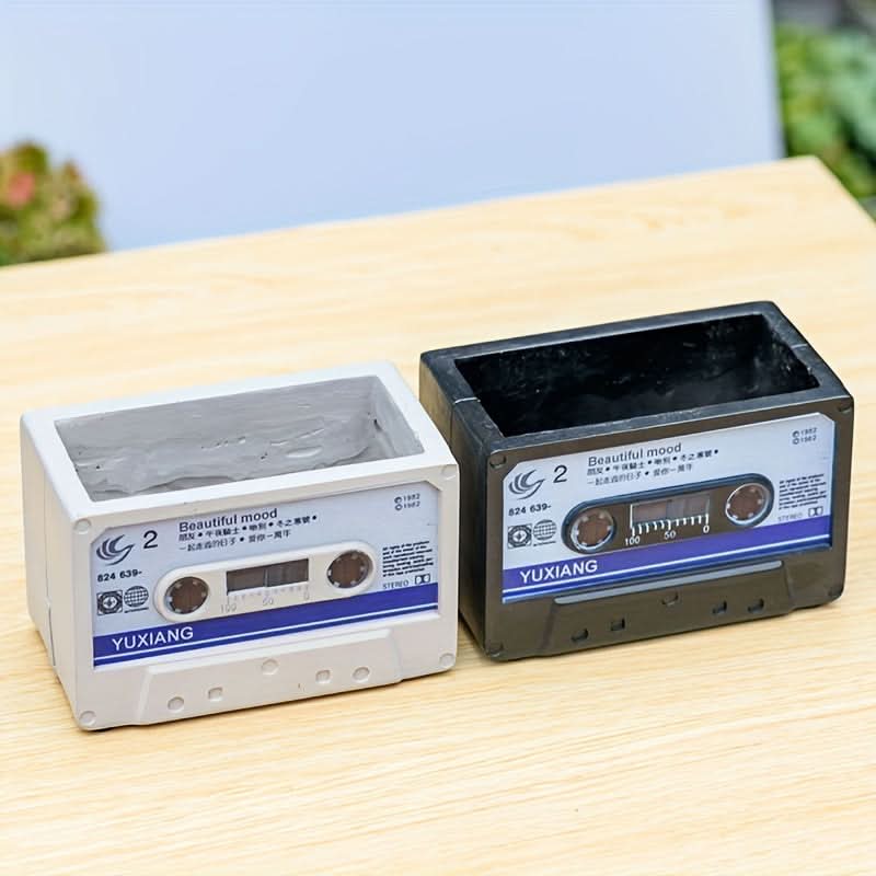 Vintage Cassette Tape Square Resin Planter Box