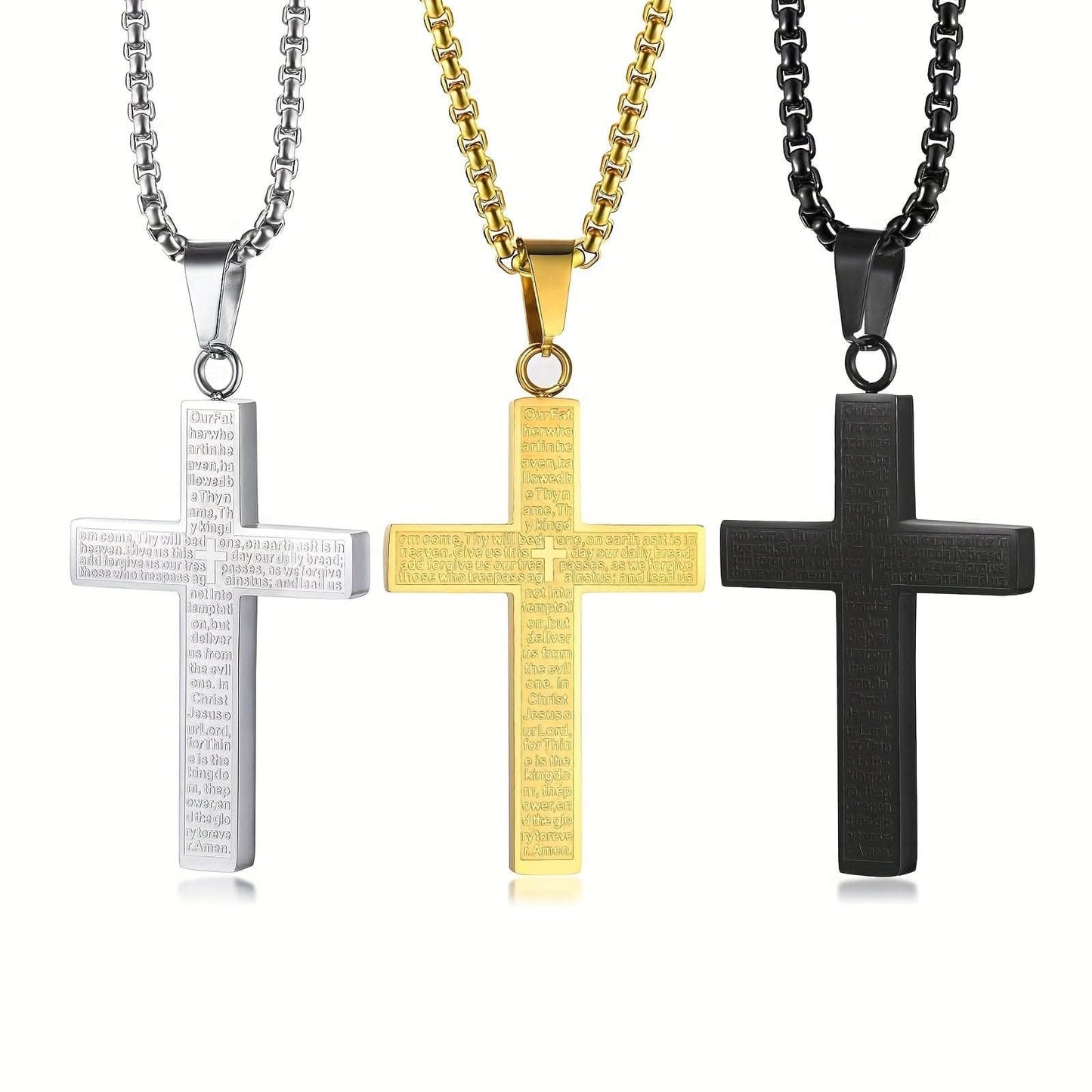 Multi-Color Titanium Steel Cross Pendant Necklace