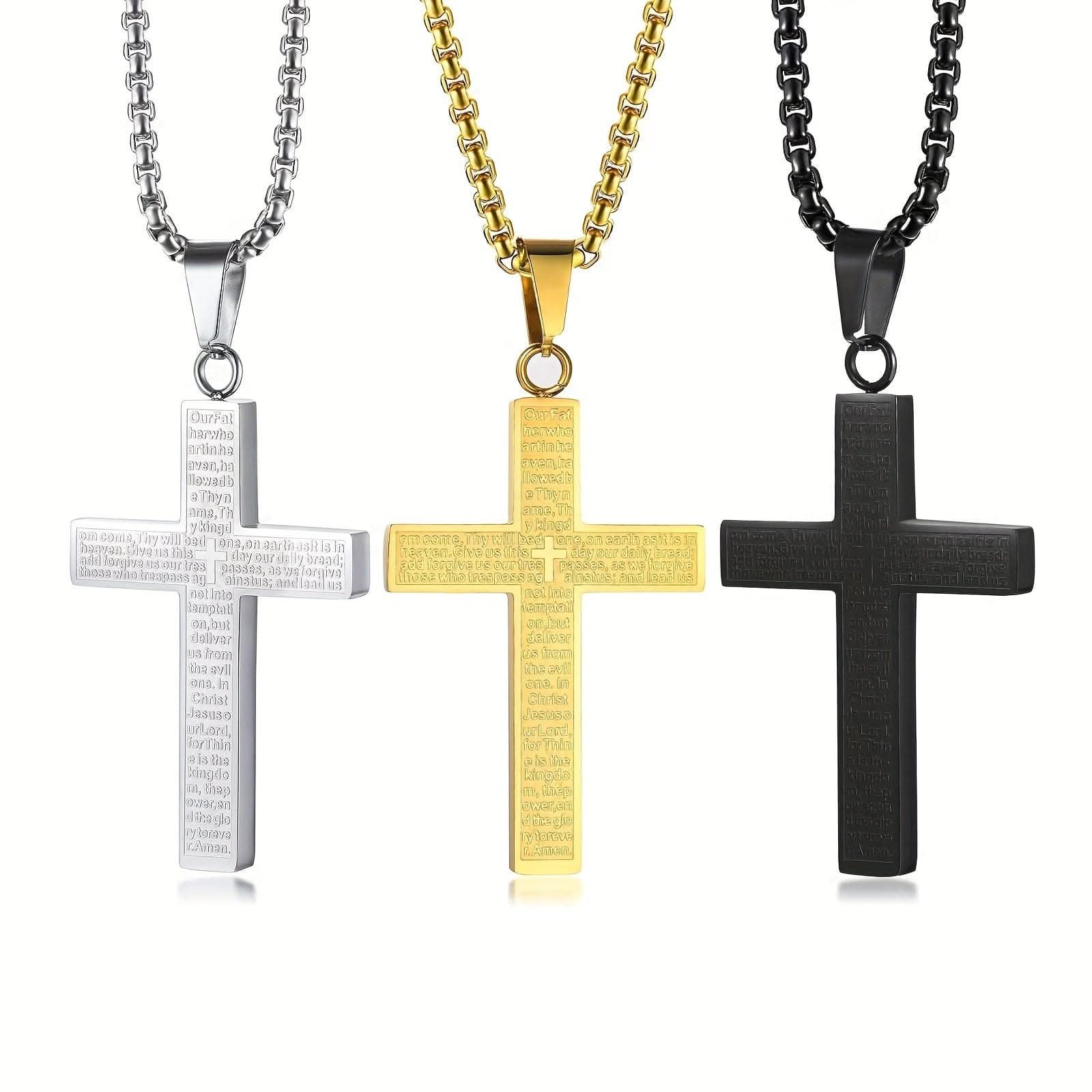 Multi-Color Titanium Steel Cross Pendant Necklace