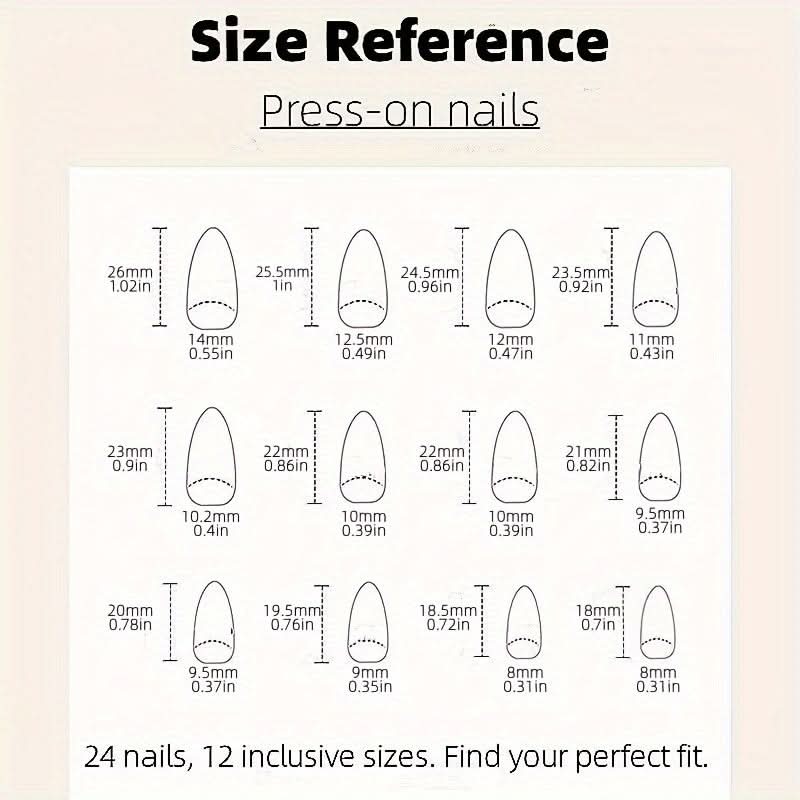 24 Pcs Pearl & Heart Bow Press-On Nails – Short Almond Shape Glossy Finish Fake Nails