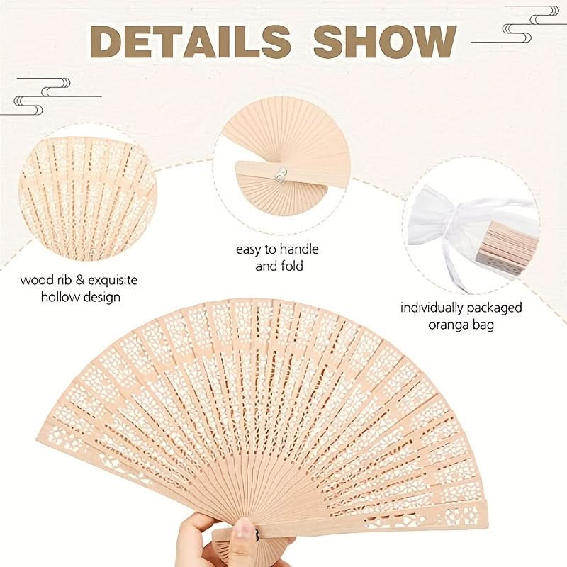 Elegant Wooden Hand Fans – Wedding Favors