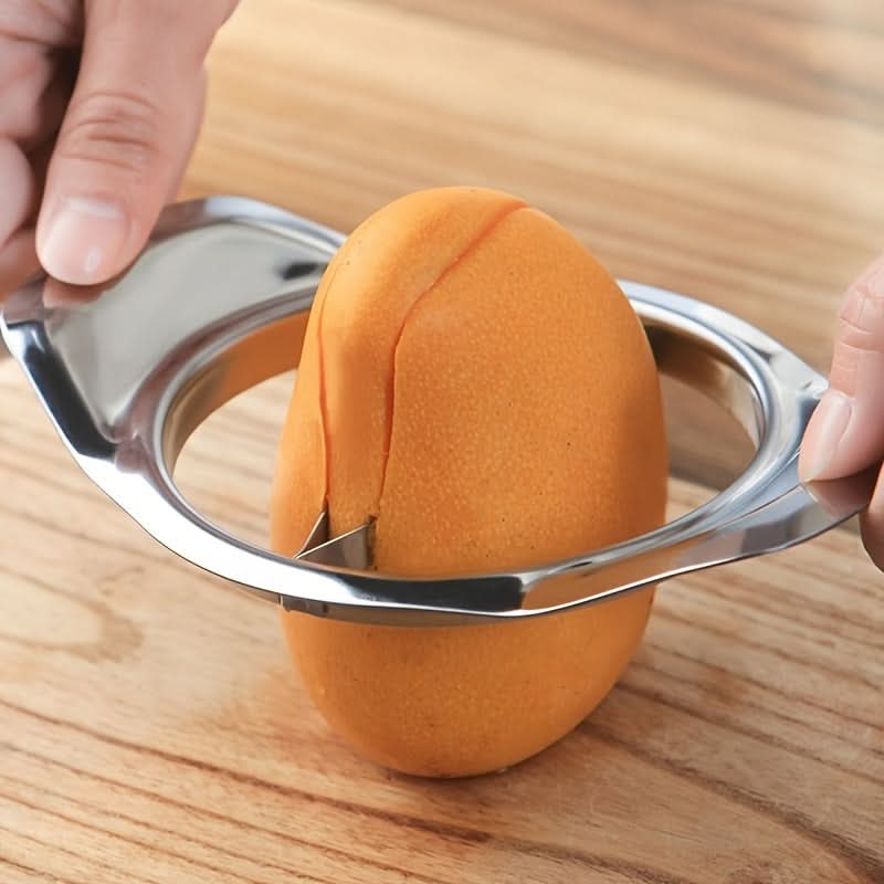 Stainless Steel Mango Slicer & Pitter Tool – Easy Fruit Splitter for Clean Cuts