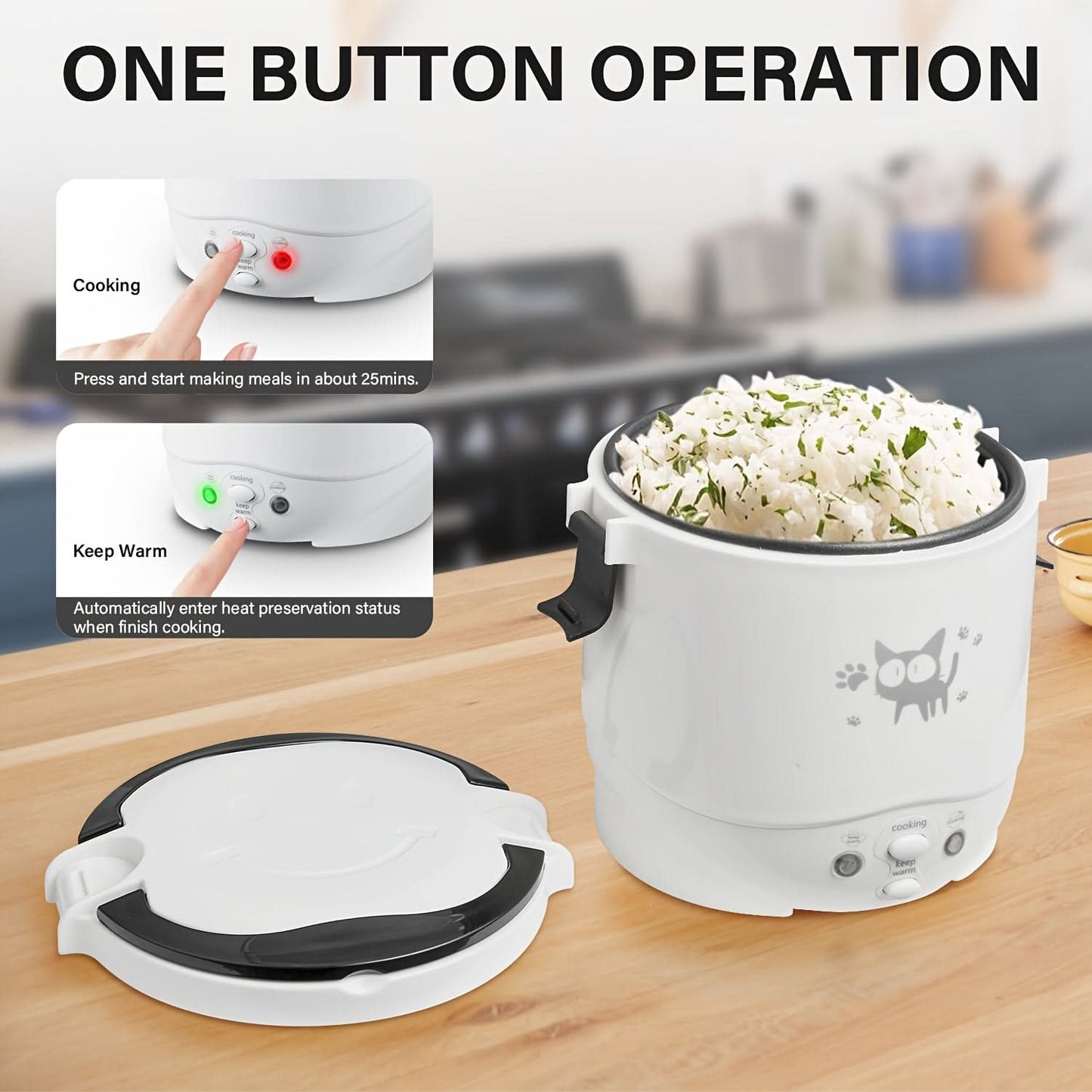 12V Car Mini Rice Cooker – Portable One-Touch Rice Cooker