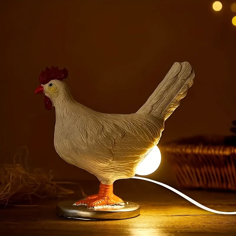 Resin White Egg Rooster Night Lamp