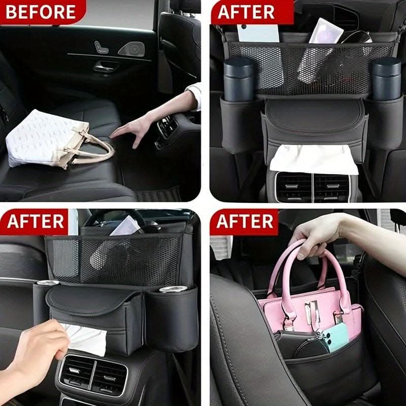 Backseat Car Organizer, Car Storage Pocket Storage Pouch, Seat Back Organizer For Drinks Document, Black