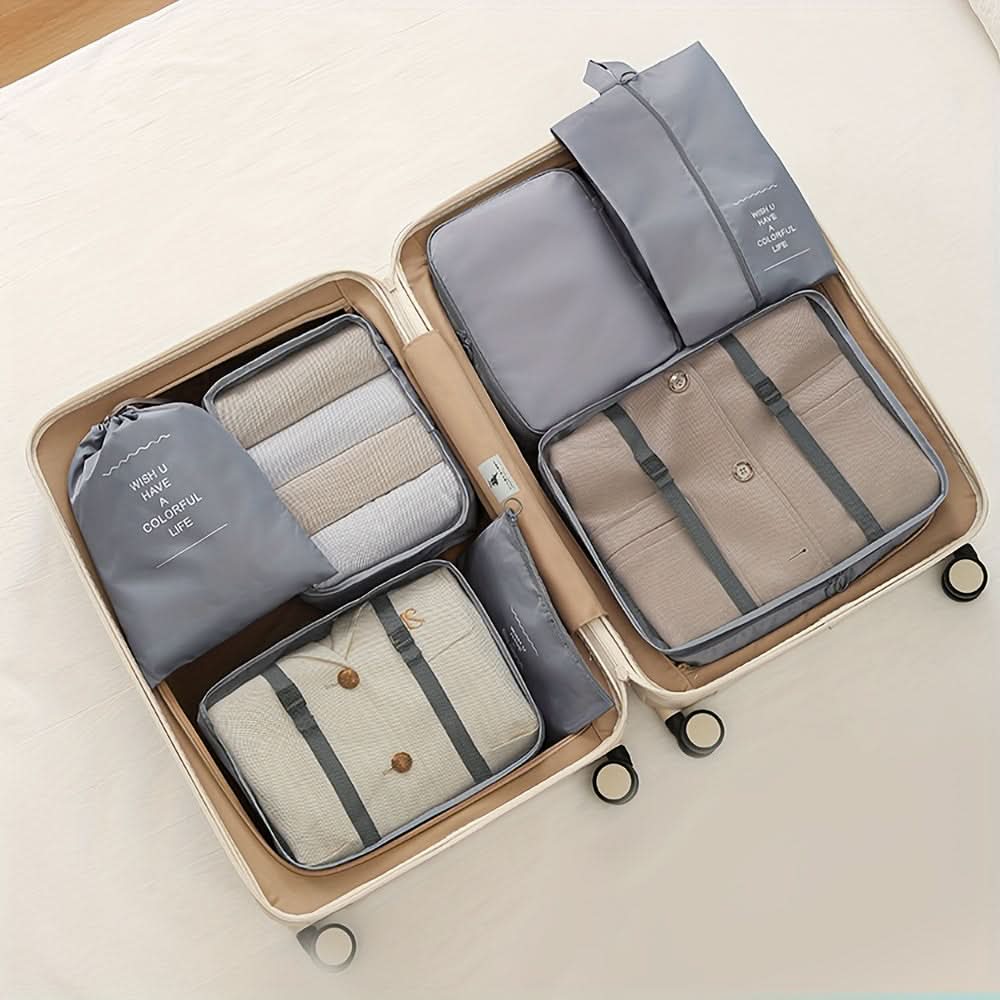 7-Piece Large Capacity Travel Organizer Set - Nylon Packing Cubes