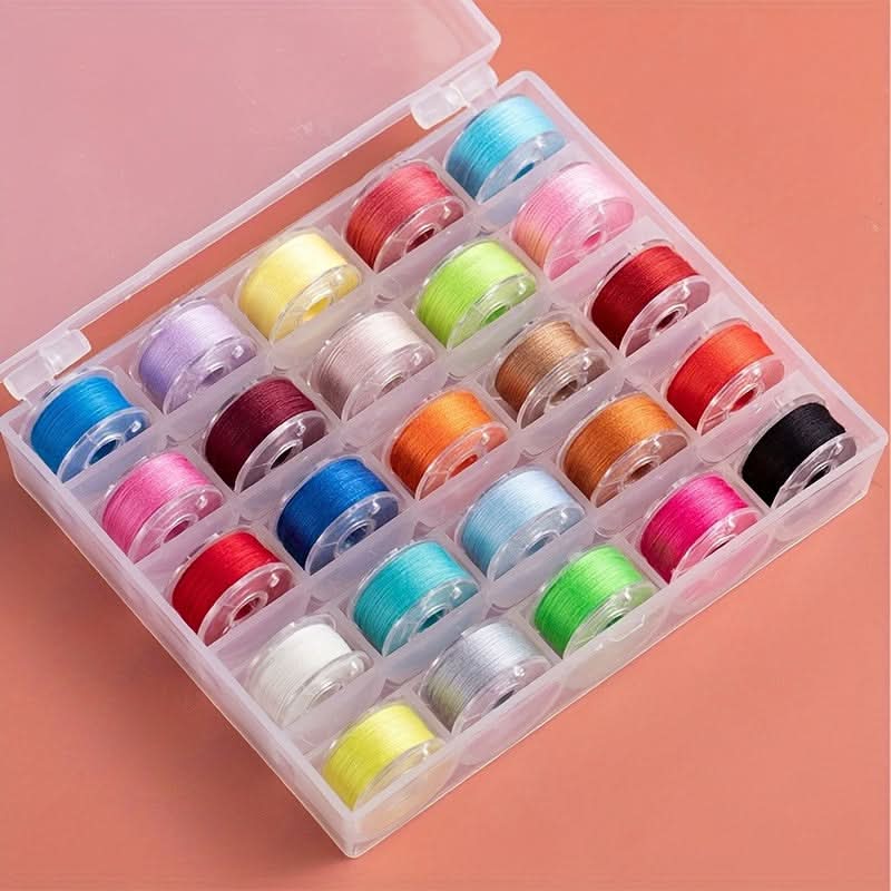 25/36pcs Deluxe Sewing Bobbin Set - Color-Coded Box with Pre-Threaded Bobbins