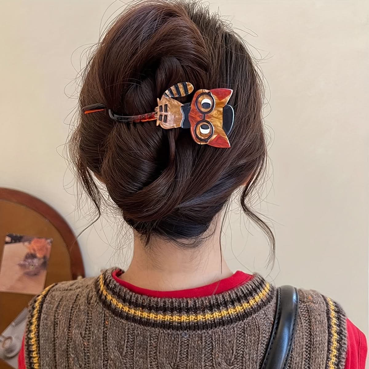 4pcs Cute Cartoon Cat Acrylic Hair Clips for Women & Girls