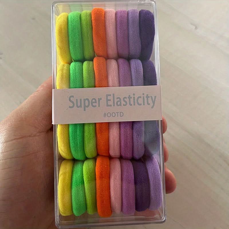 32pc Multicolor Rainbow Hair Ties for Kids