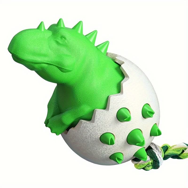 Dinosaur Egg-Shaped Dog Chew Toy – Durable Rubber Dental Toothbrush