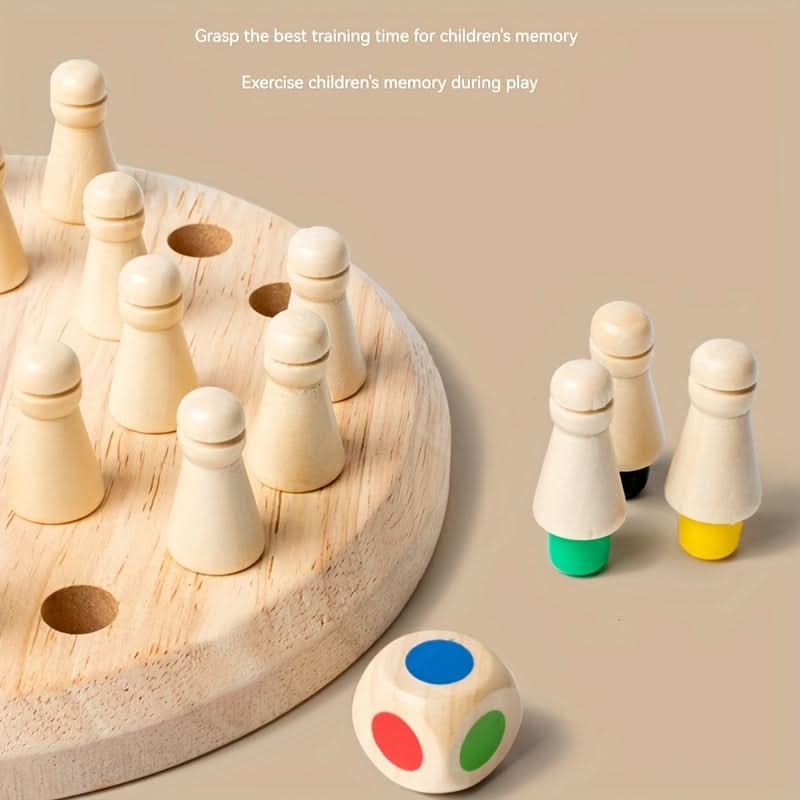 Solid Wood Memory Match Chess Set – Colorful Educational Puzzle Toy for Kids