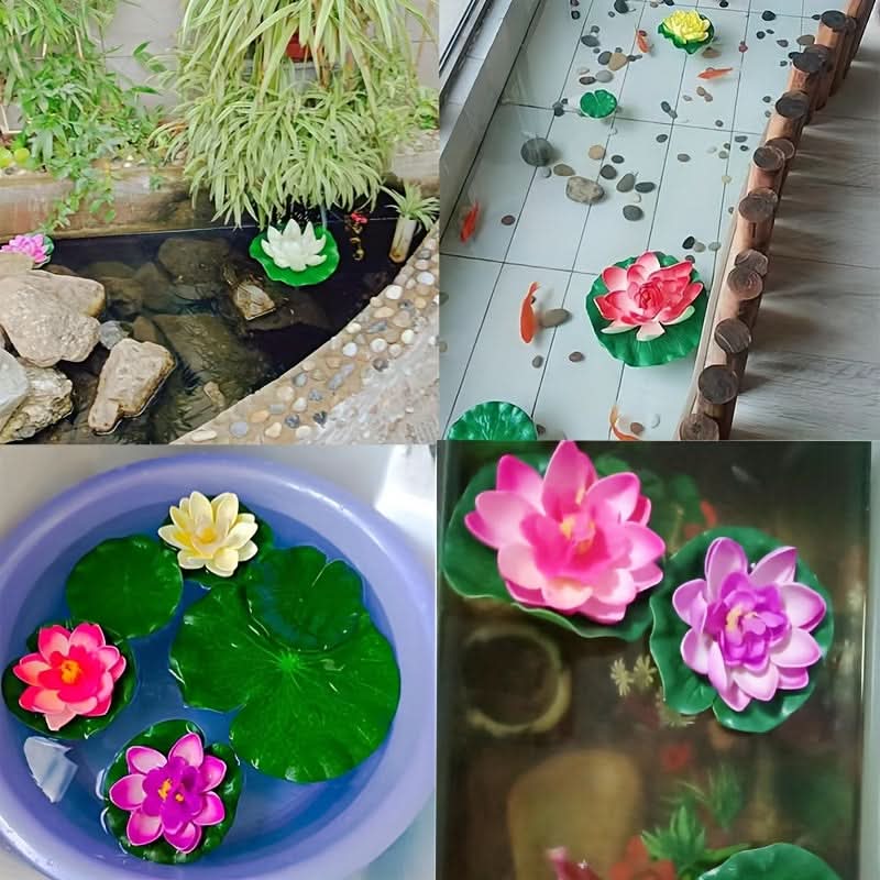 6-Pack Lifelike Lotus & Water Lily Decor