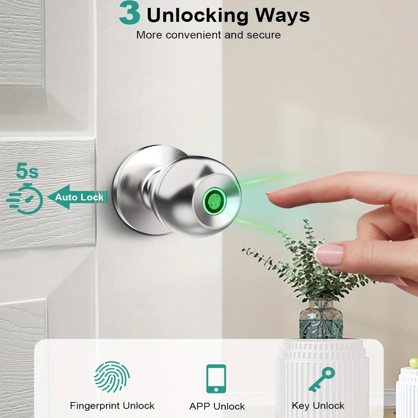 Smart Biometric Fingerprint Door Lock - App Control & Rechargeable