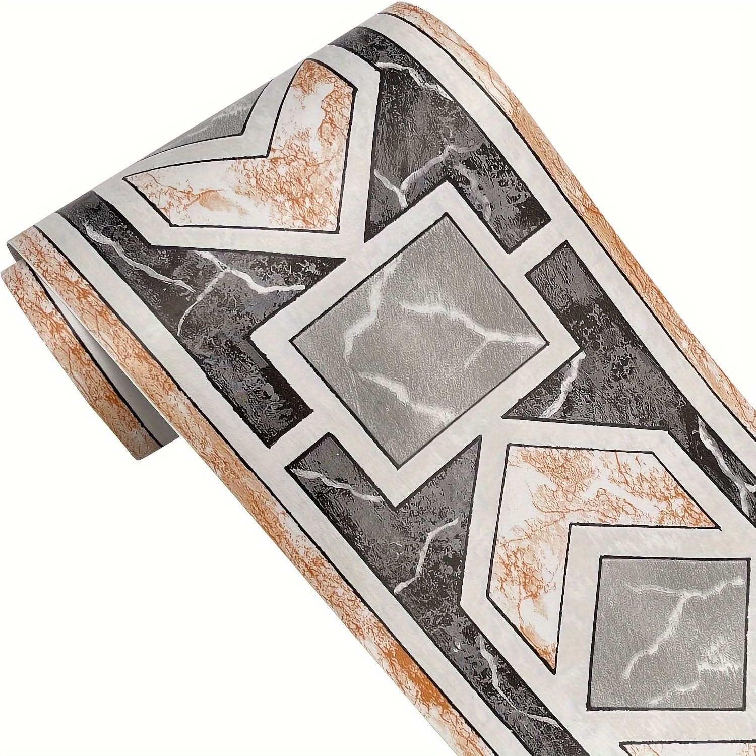 Modern Geometric Self-Adhesive Wallpaper Border - PVC Wall Edge Covering