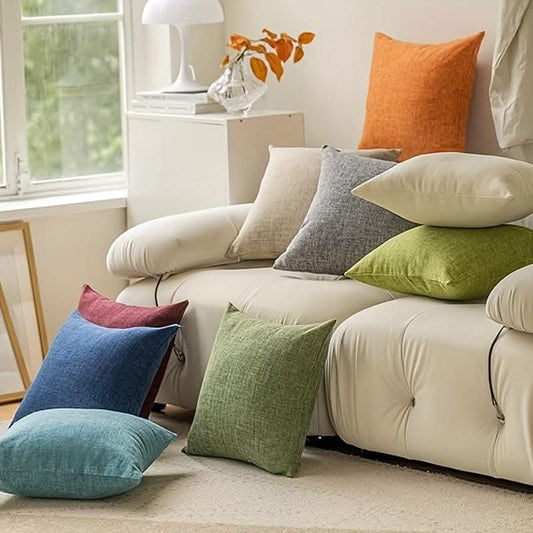 2pcs/Set Decorative Throw Pillow Covers - Textured Linen Look