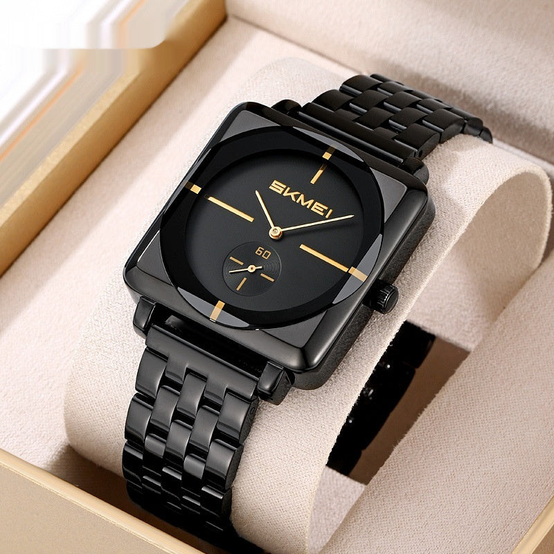 Skmei 2413 Square Steel Band Stylish Standalone Seconds Quartz Watch For Men