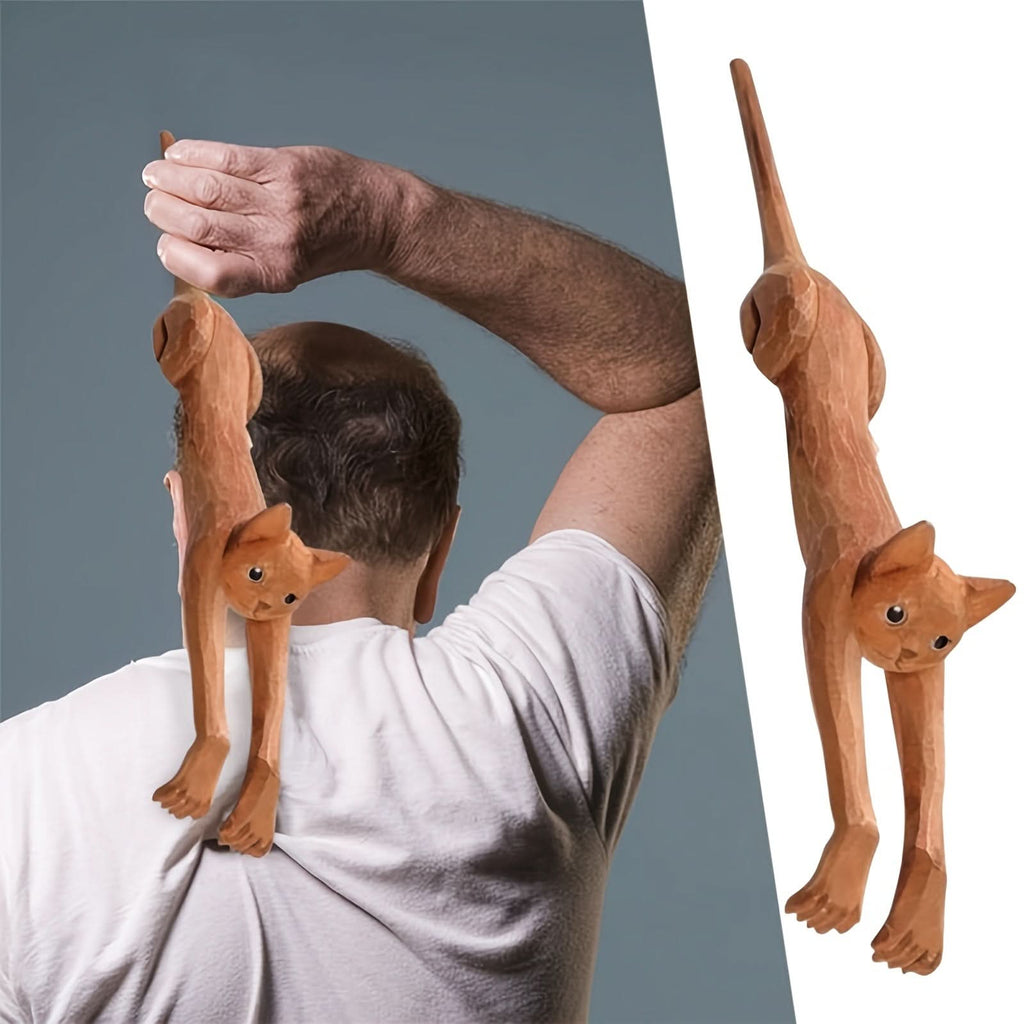 Wooden Back Scratcher – Long-Handle Cat-Shaped Massager