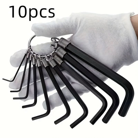 Steel Hex Key Wrench Set, 10-Piece Durable Kit