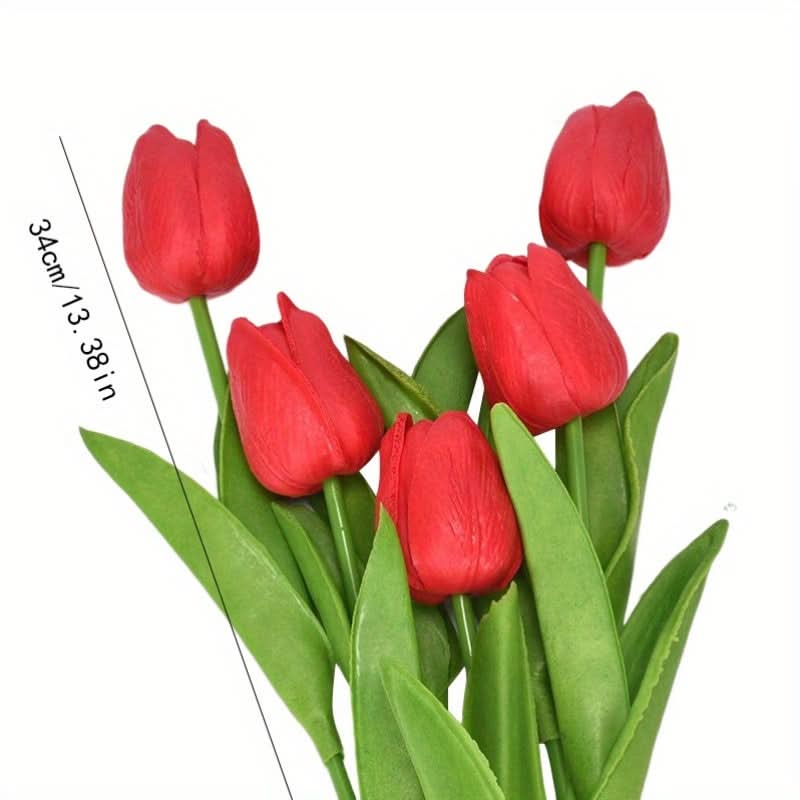 5pcs Realistic Mini Tulip Set – PU Artificial Flowers