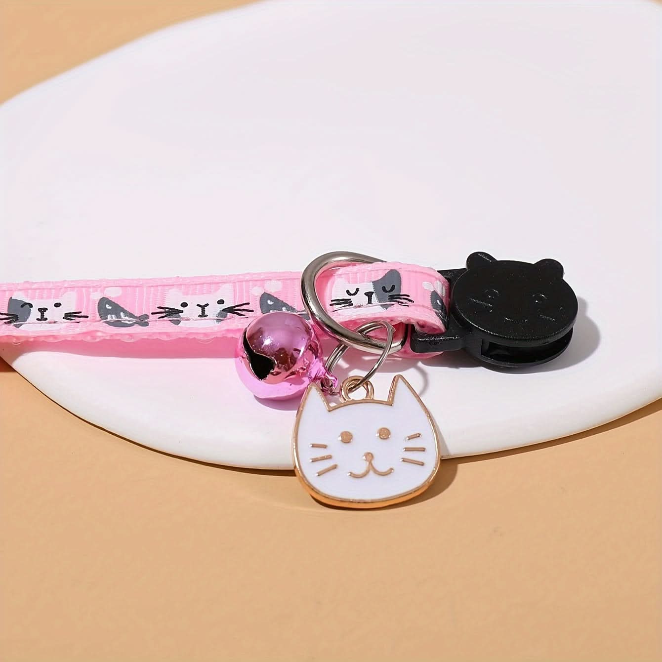 Adjustable Cartoon Pattern Cat Collar with Bell