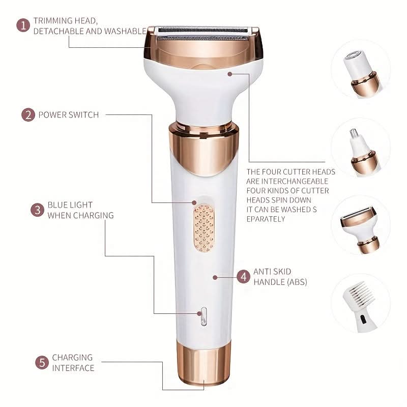 4-in-1 Rechargeable Wet/Dry Women's Shaver