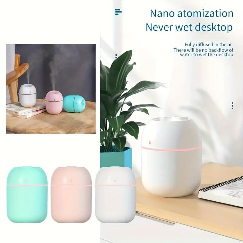 220ml Large Capacity Mini Desktop Humidifier - Whisper-Quiet & USB Powered