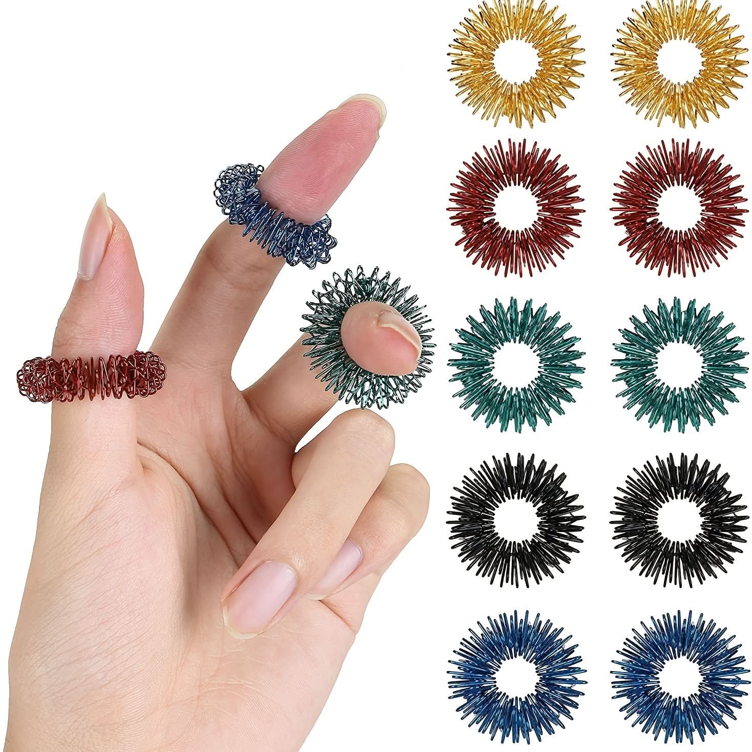 10 Pack Stress Relief Fidget Rings - Massager for ADHD, Autism & Stress Reduction!