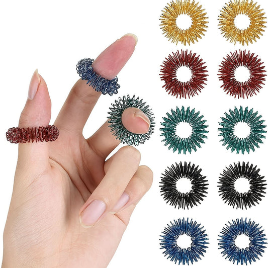 10 Pack Stress Relief Fidget Rings - Massager for ADHD, Autism & Stress Reduction!