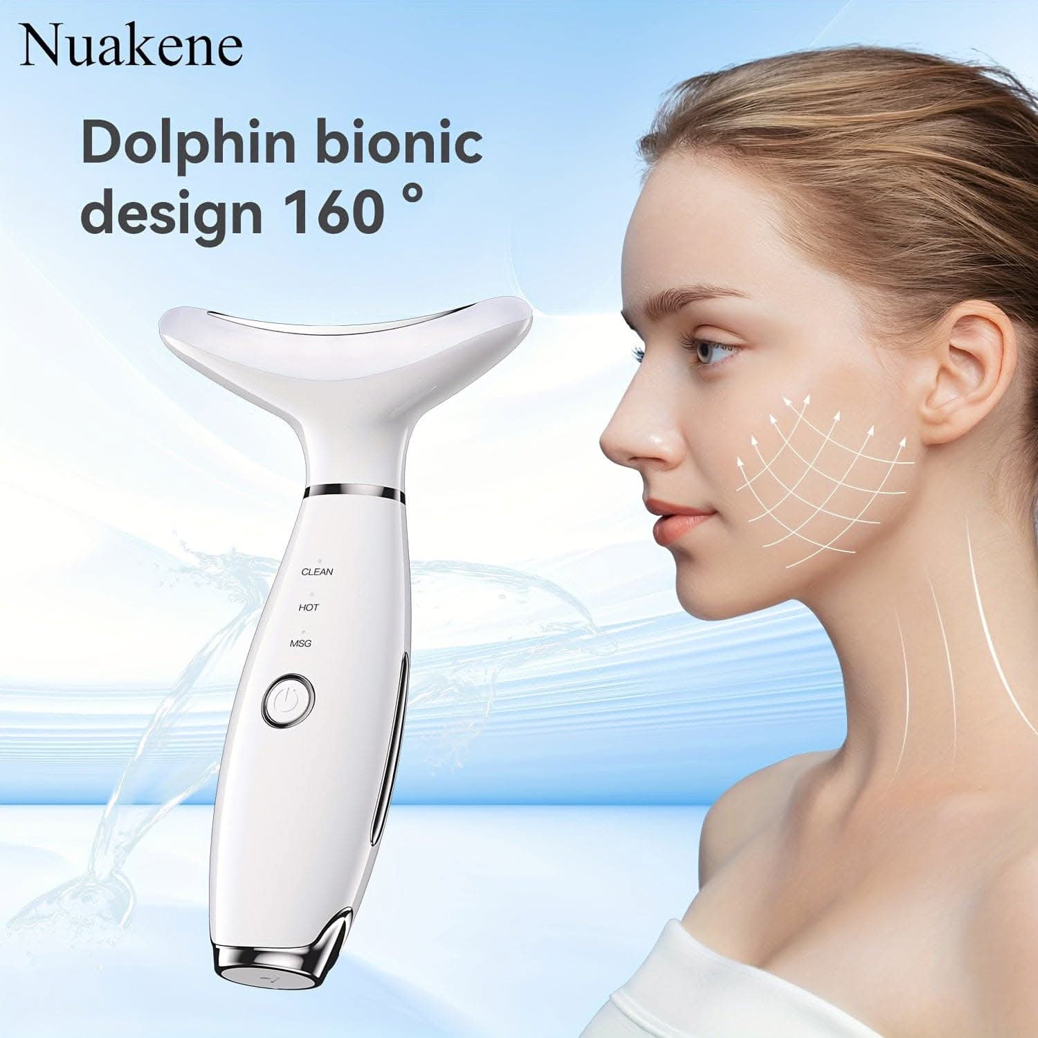 Rechargeable Facial And Neck Massager With Tri-Color LED And Heating Mode