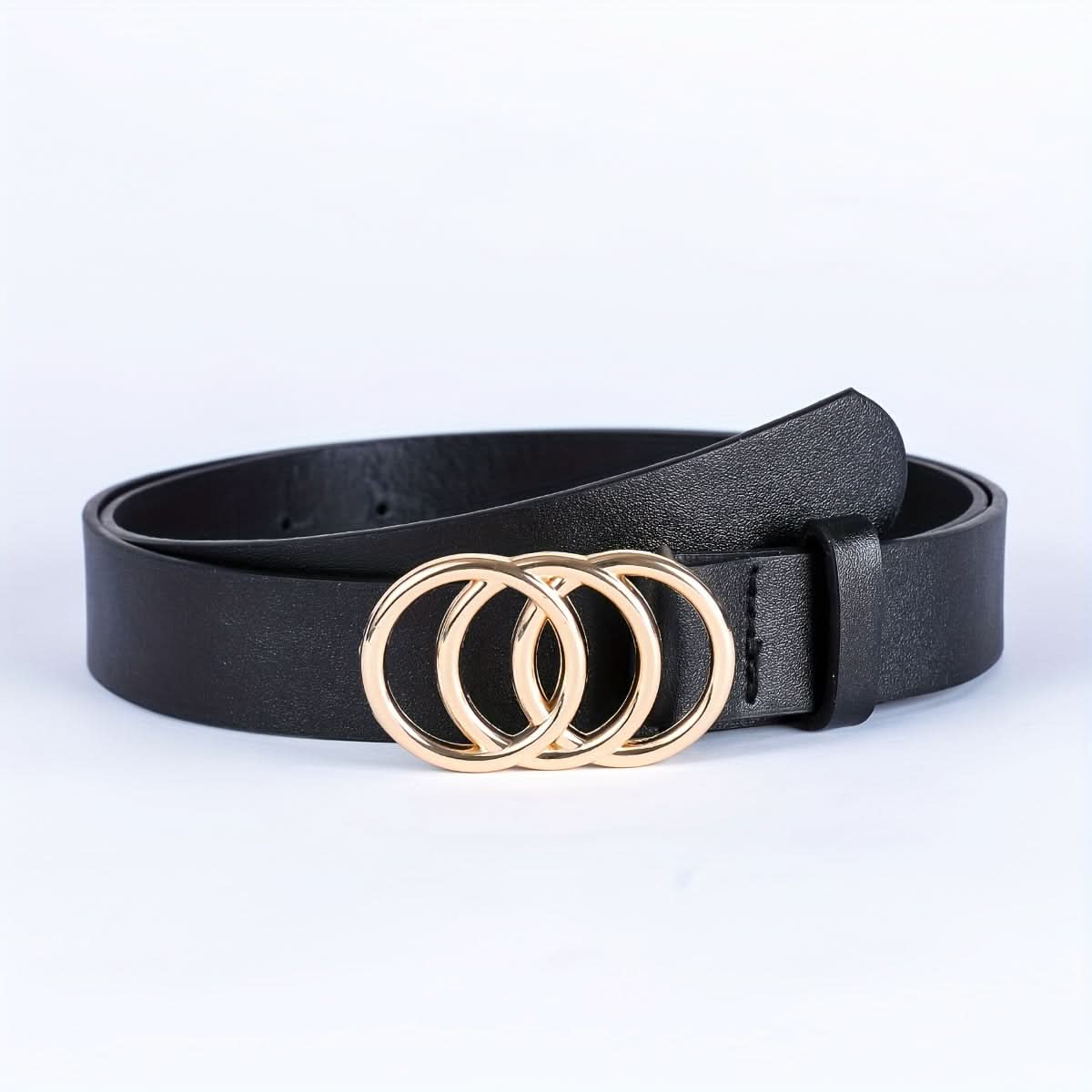 Men's Sporty Faux Leather Double Buckle Belt
