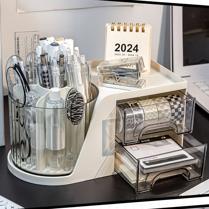 2024 Rotating Desk Organizer with Large Capacity, Aesthetic Pen Holder