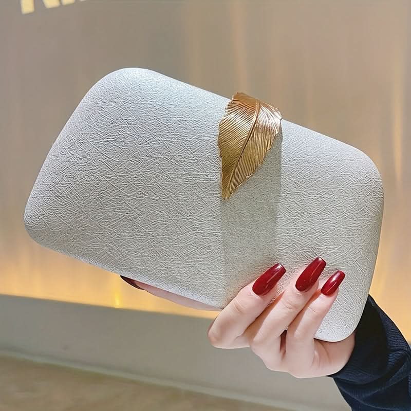 White Leaf Decor Faux Leather Clutch Bag