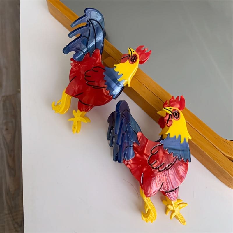 Cartoon Rooster Acetate Hair Claw Clip for Women