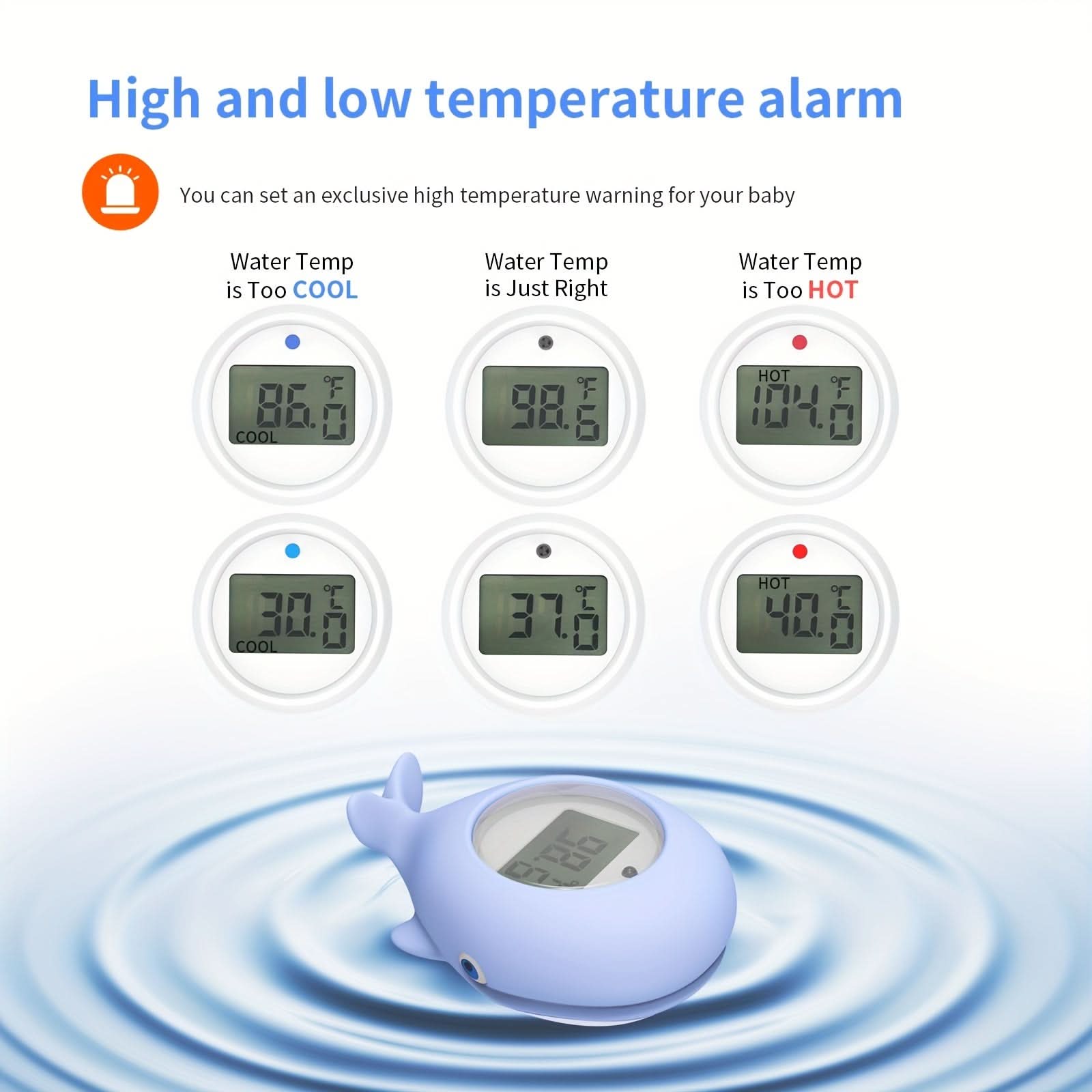 1pc Cartoon Whale Water Thermometer, 3-in-1 High Precision Induction