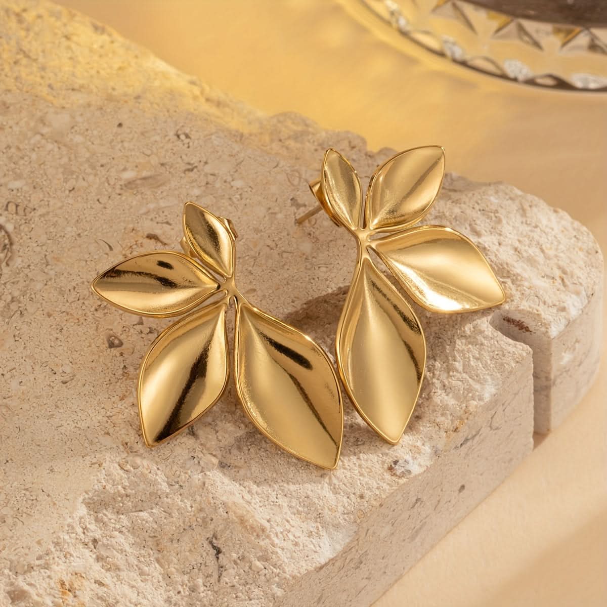 Vintage Leaf-Shaped Titanium Steel Pendant Earrings