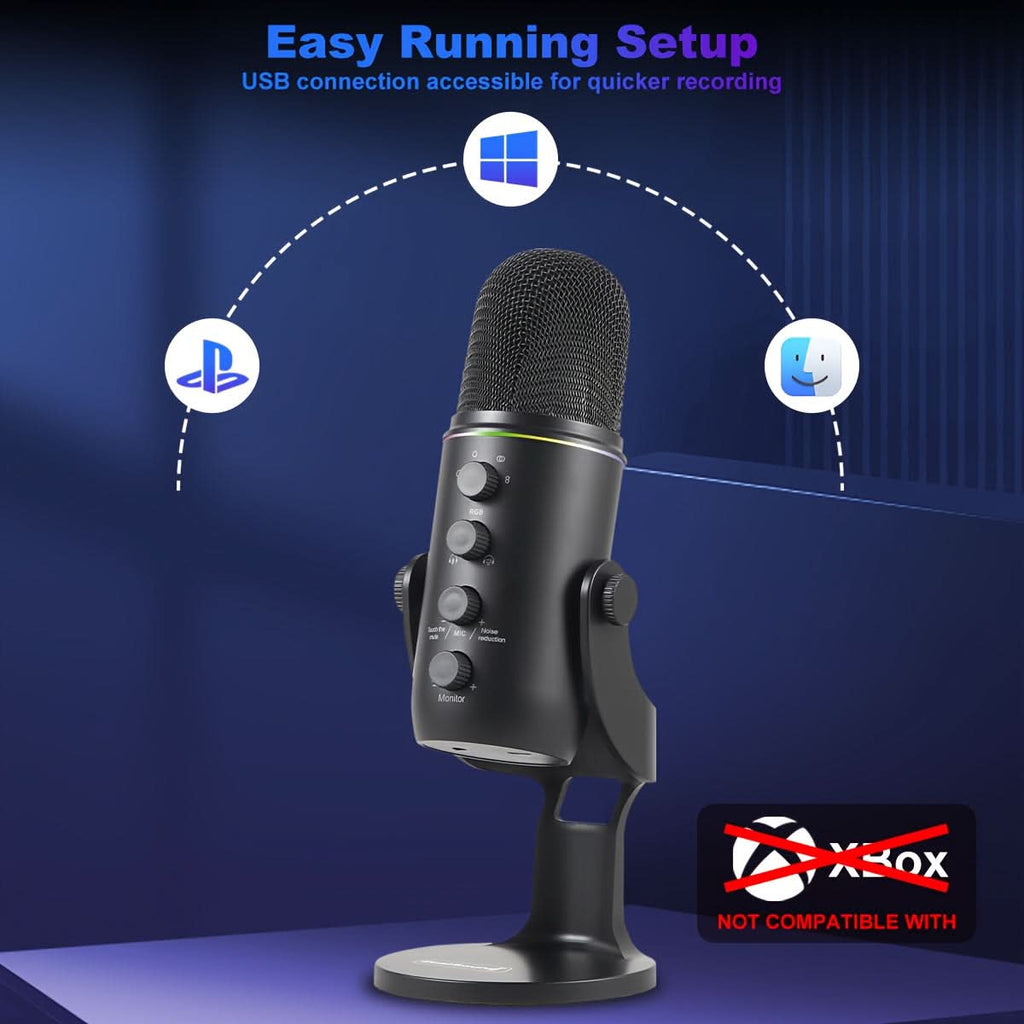 USB Condenser Microphone with RGB Lighting
