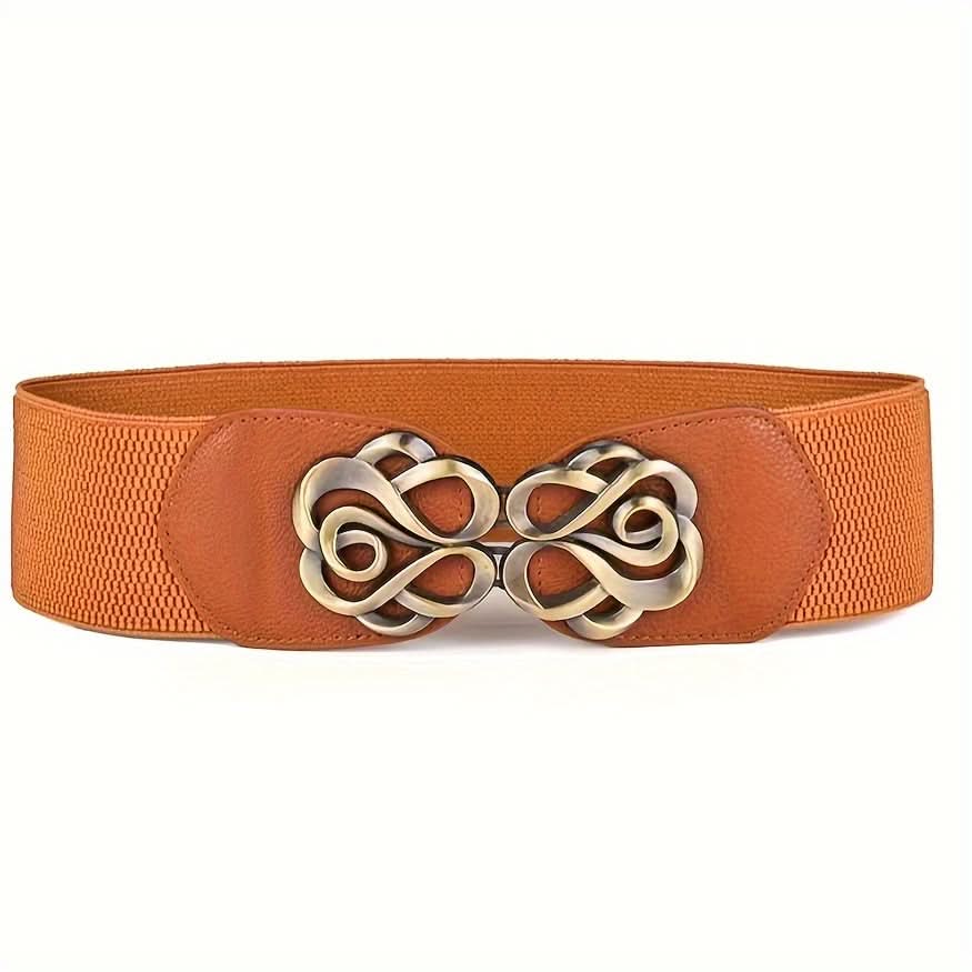 Vintage Elastic Waist Belt with Metal Buckle