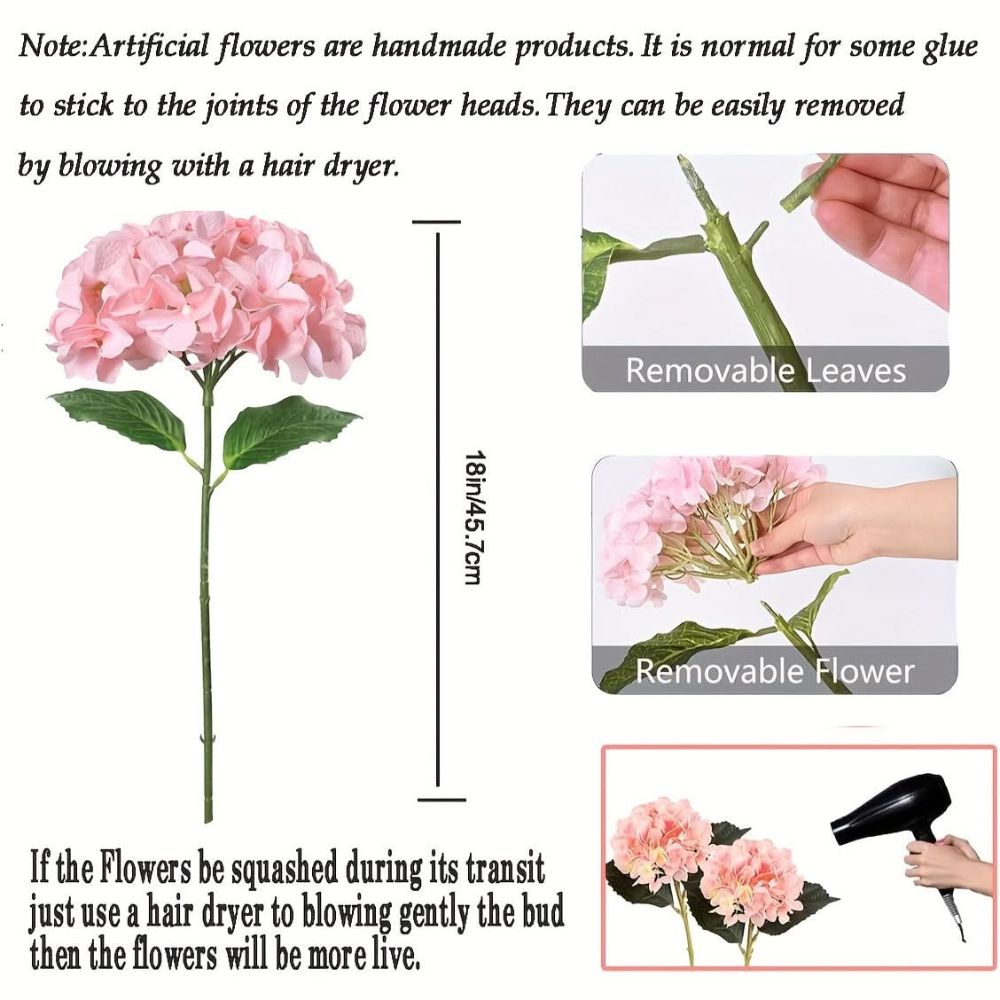 Artificial Hydrangea Flower Set, Realistic Outdoor Decor