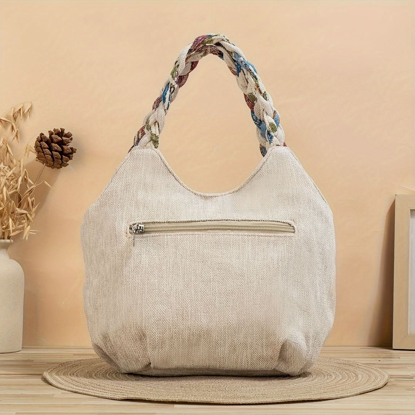 Bohemian Fabric Handbag – Vibrant Floral, Foldable Design